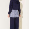 ⁦Striped French terry hoodie three-piece set Navy Blue⁩ - الصورة ⁦3⁩