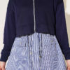 ⁦Striped French terry hoodie three-piece set Navy Blue⁩ - الصورة ⁦4⁩