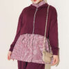 Striped French terry hoodie three-piece set Plum – Bild 2