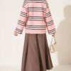 ⁦Striped French Terry Two-Thread Knit Tunic Powder Pink⁩ - الصورة ⁦4⁩