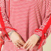 Striped Long-Sleeve Tunic with Gathered Sleeve Cuffs Red - immagine 4