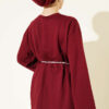 Striped French terry tunic with cuffed sleeves and drawstring hem Burgundy – Bild 3