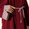 Striped French terry tunic with cuffed sleeves and drawstring hem Burgundy – Bild 4