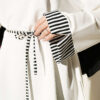 Striped French terry tunic with cuffed sleeves and drawstring hem Ecru – Bild 4