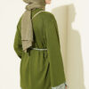 Striped French terry tunic with cuffed sleeves and drawstring hem Khaki - immagine 3