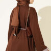 Striped French terry tunic with cuffed sleeves and drawstring hem Brown - immagine 3