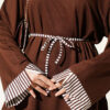 Striped French terry tunic with cuffed sleeves and drawstring hem Brown - immagine 4