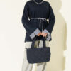 ⁦Striped French terry tunic with cuffed sleeves and drawstring hem Navy Blue⁩ - الصورة ⁦2⁩