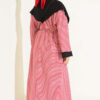 Striped Shoulder Shawl Detail Dress Red – Image 3
