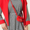 Striped Shoulder Shawl Detail Dress Black - immagine 4
