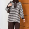 Striped Half-Zip French Terry Two-Piece Set Brown – Image 3