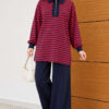 Striped Half-Zip French Terry Two-Piece Set Red – Image 3