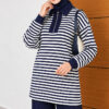 Striped Half-Zip French Terry Two-Piece Set Navy Blue – Bild 2