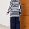 Striped Half-Zip French Terry Two-Piece Set Navy Blue – Bild 4