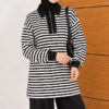 Striped Half-Zip French Terry Two-Piece Set Black - Image 2