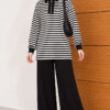 Striped Half-Zip French Terry Two-Piece Set Black - Image 3
