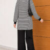 Striped Half-Zip French Terry Two-Piece Set Black - Image 4