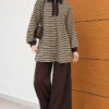 Striped Half-Zip French Terry Two-Piece Set Green