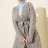 Textured Knit Cardigan with Drop Stitch Detail Grey