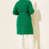 Textured Knit Cardigan with Drop Stitch Detail Green - الصورة 3