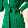 Textured Knit Cardigan with Drop Stitch Detail Green - الصورة 4