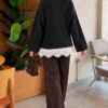 Lace Pocket Detail Knit Tunic Anthracite - immagine 4