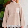 Lace Pocket Detail Knit Tunic Beige - immagine 3