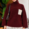 Lace Pocket Detail Knit Tunic Burgundy