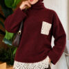 Lace Pocket Detail Knit Tunic Burgundy - immagine 3