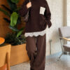 Lace Pocket Detail Knit Tunic Brown - immagine 2