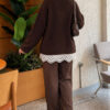 Lace Pocket Detail Knit Tunic Brown - immagine 4