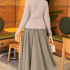 Lace-Accented Loop-Front Knit Sweater Beige – Bild 4