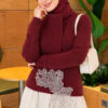 Lace-Accented Loop-Front Knit Sweater Burgundy – Image 3