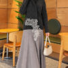 Lace-Accented Loop-Front Knit Sweater Smoke – Image 2