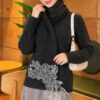 Lace-Accented Loop-Front Knit Sweater Smoke – Image 3