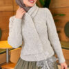Lace-Accented Loop-Front Knit Sweater Grey