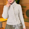 Lace-Accented Loop-Front Knit Sweater Grey – Image 3