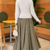 Lace-Accented Loop-Front Knit Sweater Grey – Image 4