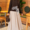⁦Lace-Accented Loop-Front Knit Sweater Brown⁩ - الصورة ⁦2⁩