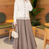 Lace-Trimmed Tie-Front French Terry Knit Cardigan Ecru – Image 2