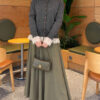 Lace-Trimmed Tie-Front French Terry Knit Cardigan Smoke - immagine 2