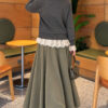 Lace-Trimmed Tie-Front French Terry Knit Cardigan Smoke - immagine 4
