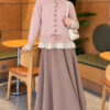 Lace-Trimmed Tie-Front French Terry Knit Cardigan Powder Pink - Imagen 2