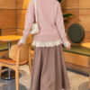 Lace-Trimmed Tie-Front French Terry Knit Cardigan Powder Pink - Imagen 4
