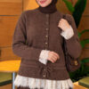 Lace-Trimmed Tie-Front French Terry Knit Cardigan Mink - Imagen 3