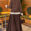Lace-Trimmed Tie-Front French Terry Knit Cardigan Mink - Imagen 4