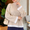 Lace-Accented Basic Tunic Beige