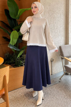 Alternative view of Lace-Accented Basic Tunic Beige