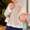 Lace-Accented Basic Tunic Beige – Image 3