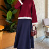 Lace-Accented Basic Tunic Burgundy – Image 2